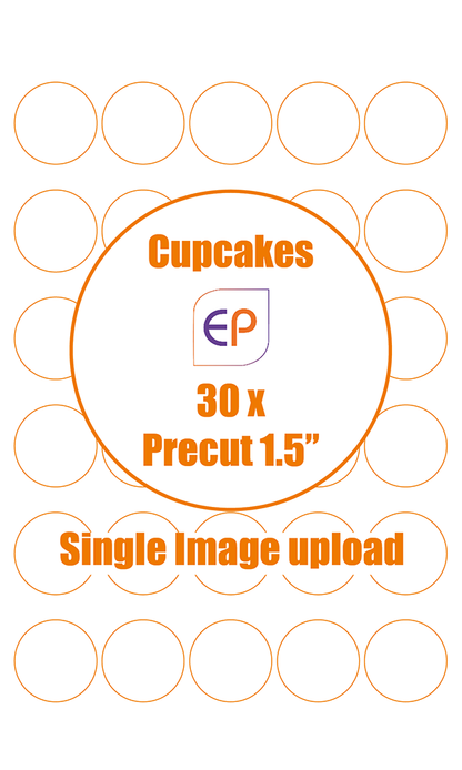 1.5" x 30 Precut Icing Cupcake Toppers