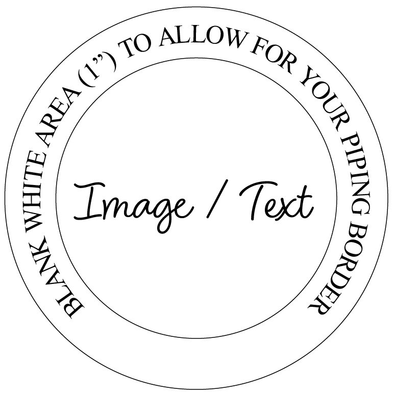 template of the border that will be printed around your image ensuring the image won't be covered by the piped icing