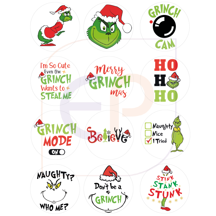 Precut 'Grinch' Christmas Edible Icing Toppers