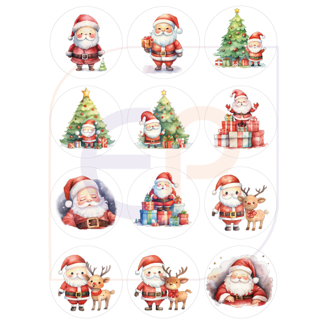 Precut 'Cute Santa' Christmas Edible Icing Toppers