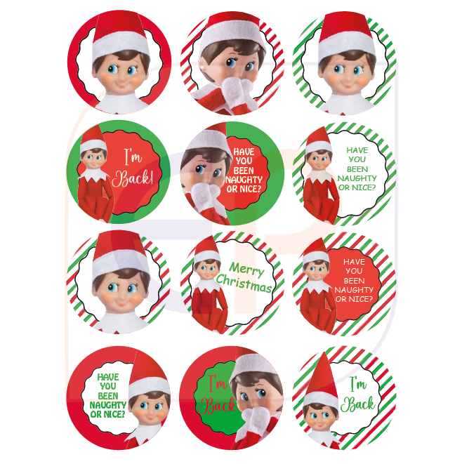 Precut 'Elf' Christmas Edible Icing Toppers