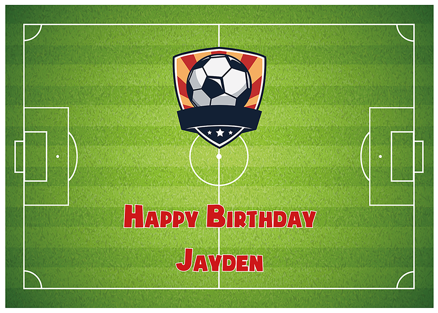 sample image of how the edible icing sheet will look with a custom logo and name, personalised to your choice of  image and text