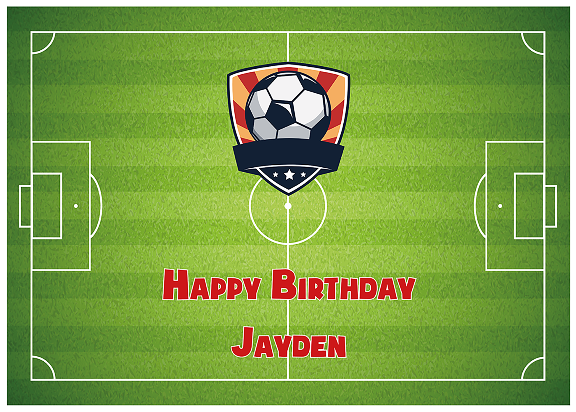 sample image of how the edible icing sheet will look with a custom logo and name, personalised to your choice of  image and text