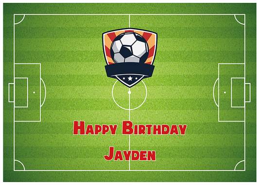 sample image of how the edible icing sheet will look with a custom logo and name, personalised to your choice of  image and text