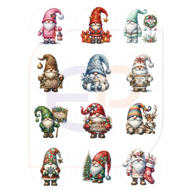 Precut 'Gonk' Christmas Edible Icing Toppers