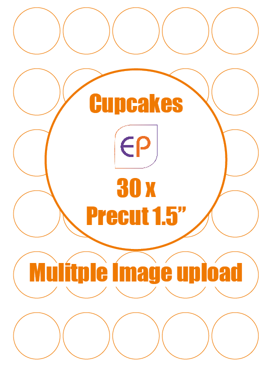 1.5" x 30 Precut Icing Cupcake Toppers - Multiple Images