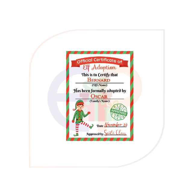 Elf Adoption Certificate - Christmas Edible Toppers