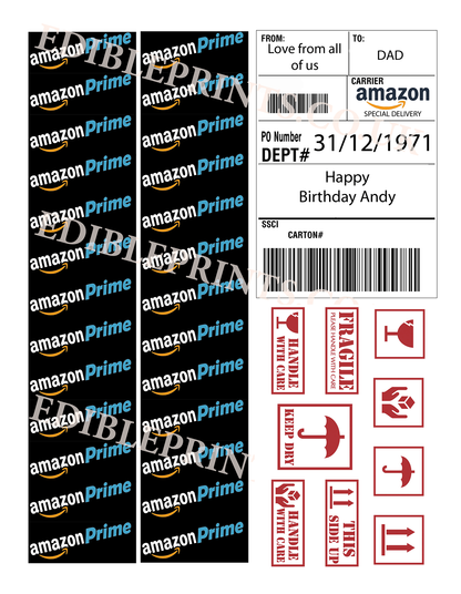 Edible Amazon Icing Cake Labels / Stickers