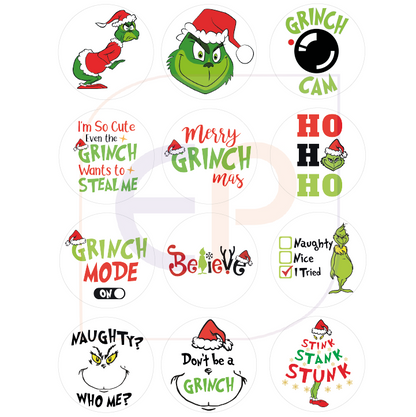 Precut 'Grinch' Christmas Edible Icing Toppers