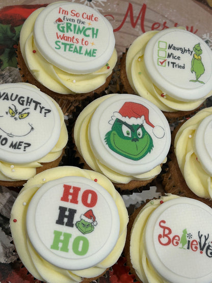 Precut 'Grinch' Christmas Edible Icing Toppers