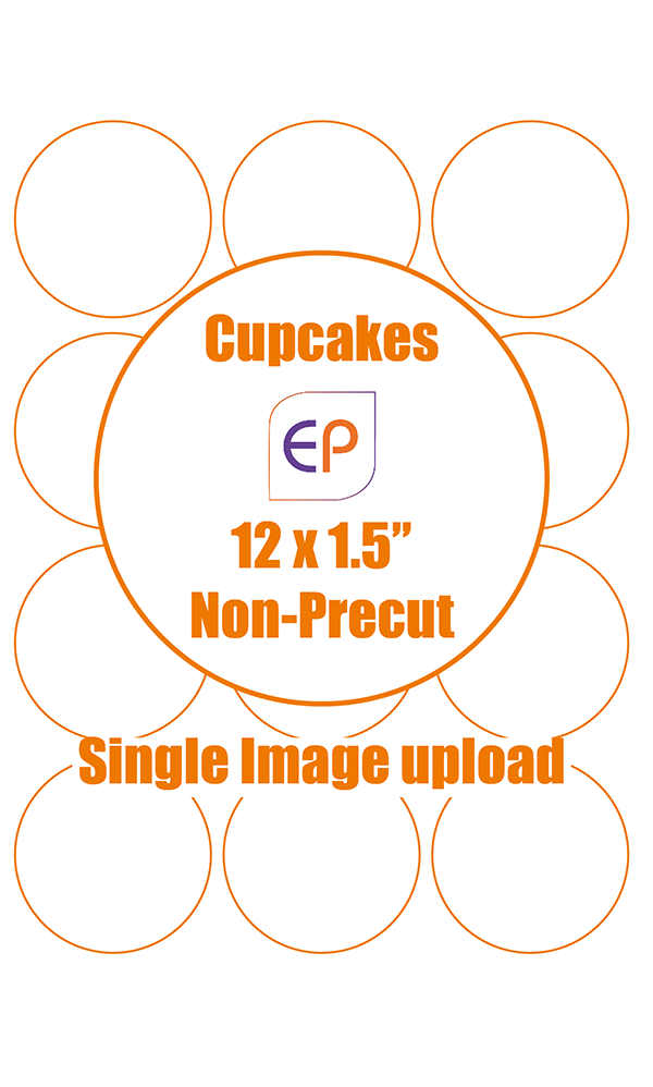 1.5" x 12 Non-Precut Icing  Cupcake Toppers