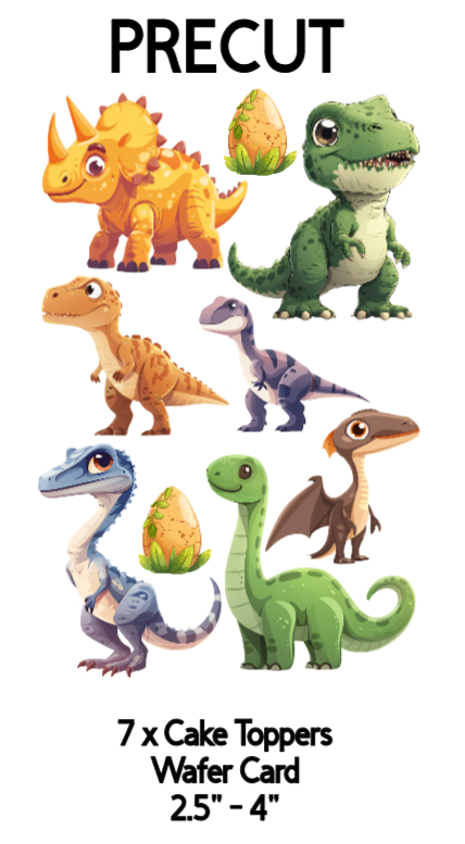 Dinosaurs. Cake & Cupcake Precut Wafer Toppers Set