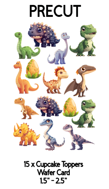 Dinosaurs. Cake & Cupcake Precut Wafer Toppers Set – Edible Prints Ltd