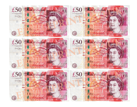 £50 notes. Money Cake Icing Labels / Stickers