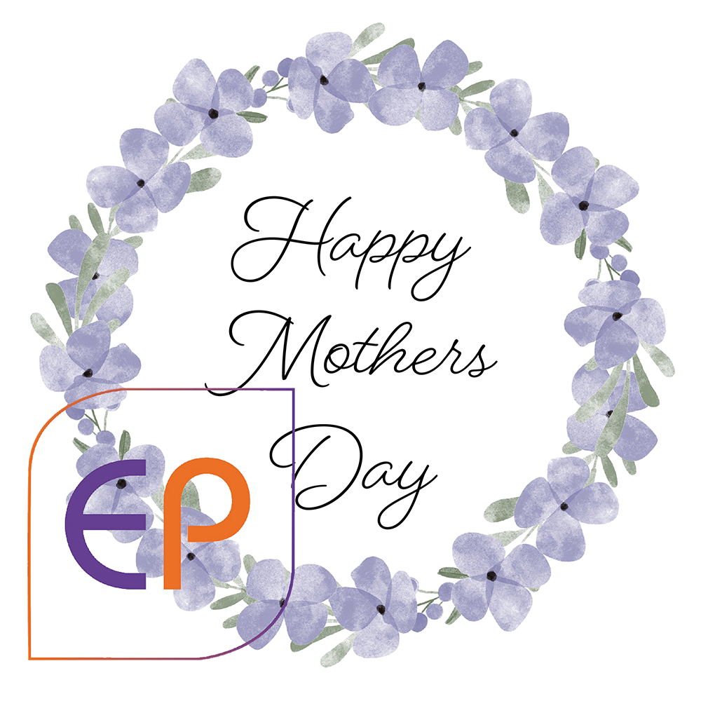 Happy Mother's Day message with purple flowers 