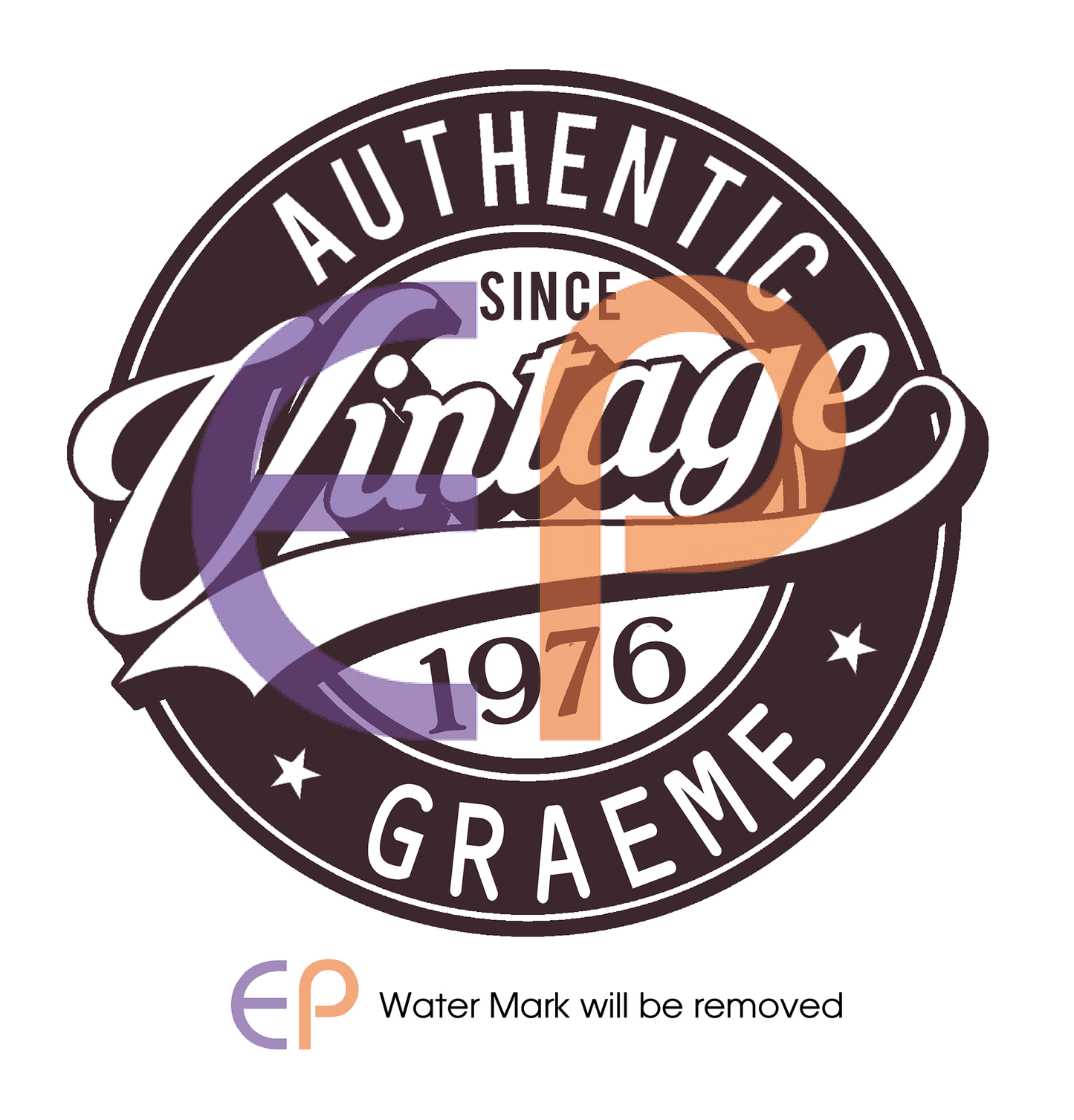 Authentic Vintage Circle Edible Cake Topper – Add Name & year